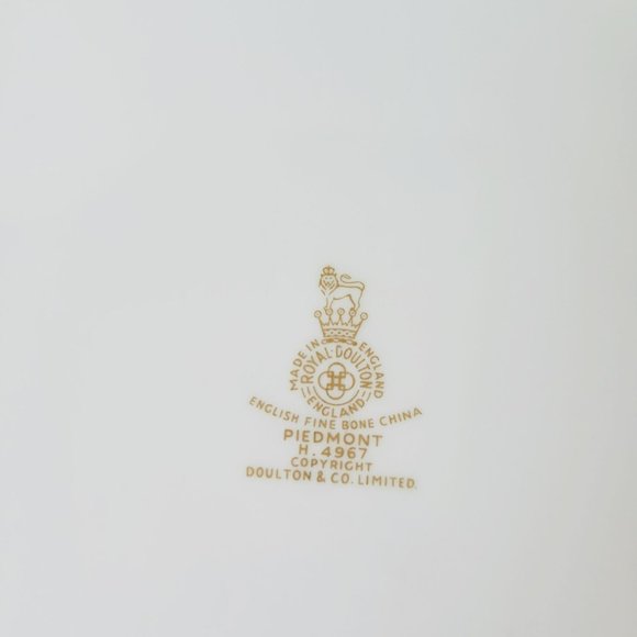 Royal Doulton Piedmont Dinner & Bread Plate Set, Green Gold Leaves Swirl Rim VTG - Picture 8 of 14